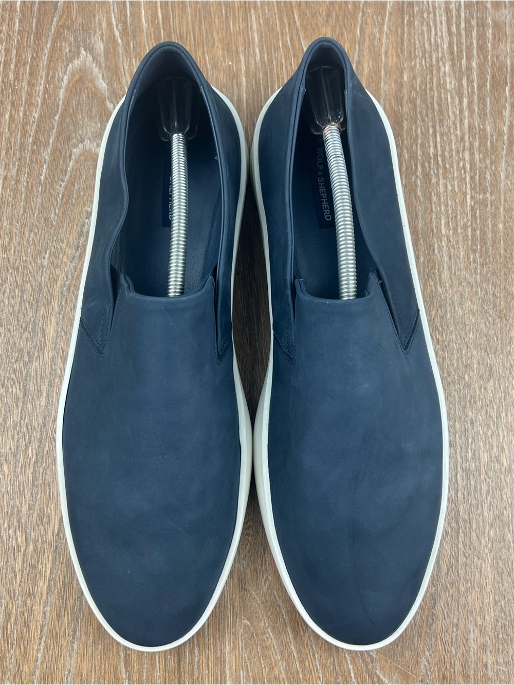 600 Wolf & Shepherd CRUISE blue suede slip on losfers men's size 14